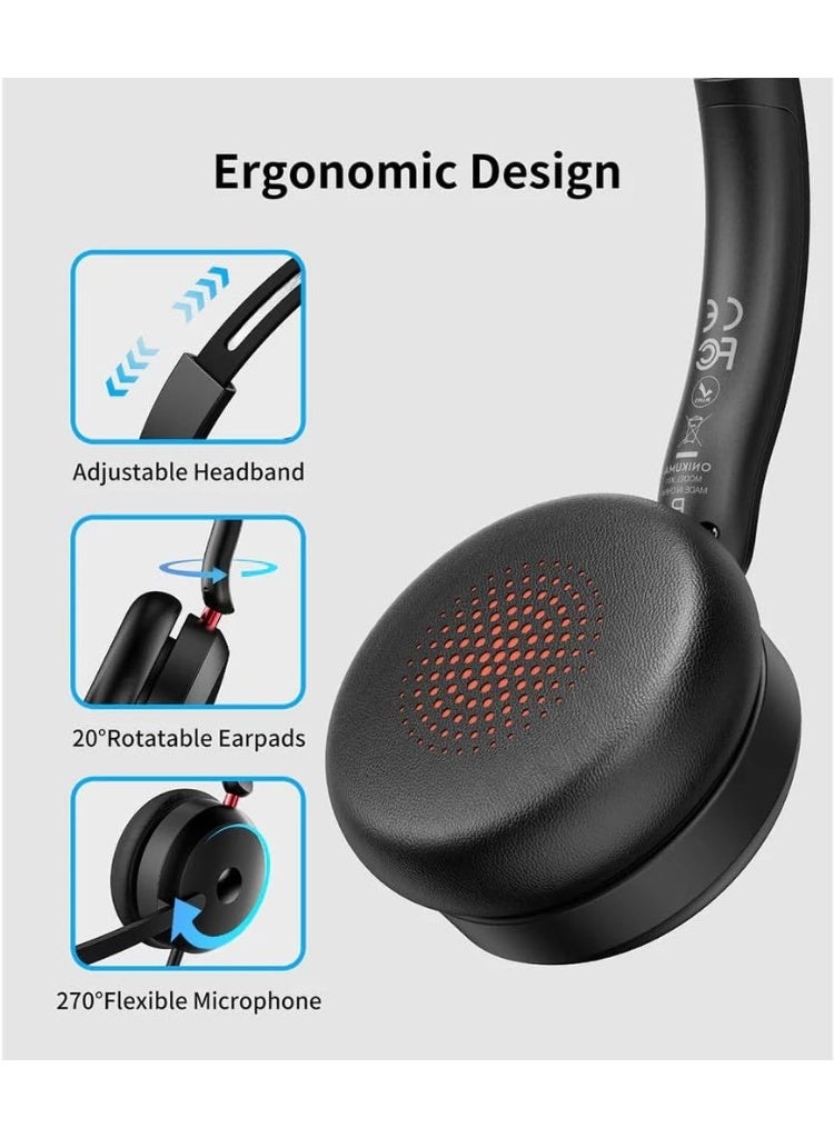 onikuma X81 RGB Wired Gaming Headset with Noise Cancelling Microphone, Surround Sound, LED Lighting, Comfortable Over-Ear Design with 3.5mm, USB-A and USB-C Connectivity for PC, PS5, PS4, Xbox and Laptop (Black) - Image 2